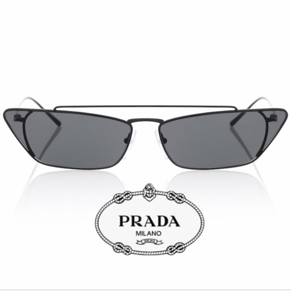 PRADA Ultravox 67mm Oversized Cat Eye Sunglasses - Black Solid - NEW